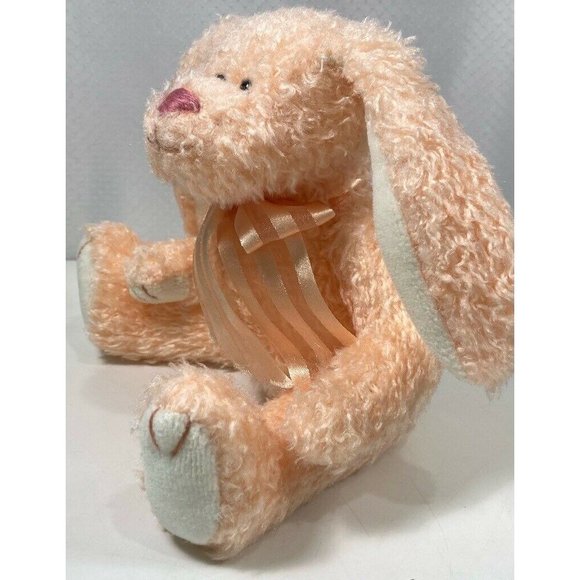 Vtg Ty Bunny Rabbit Plush Stuffed Animal Toy Orange Ribbon Bow Jointed 1993 8" - Picture 3 of 9